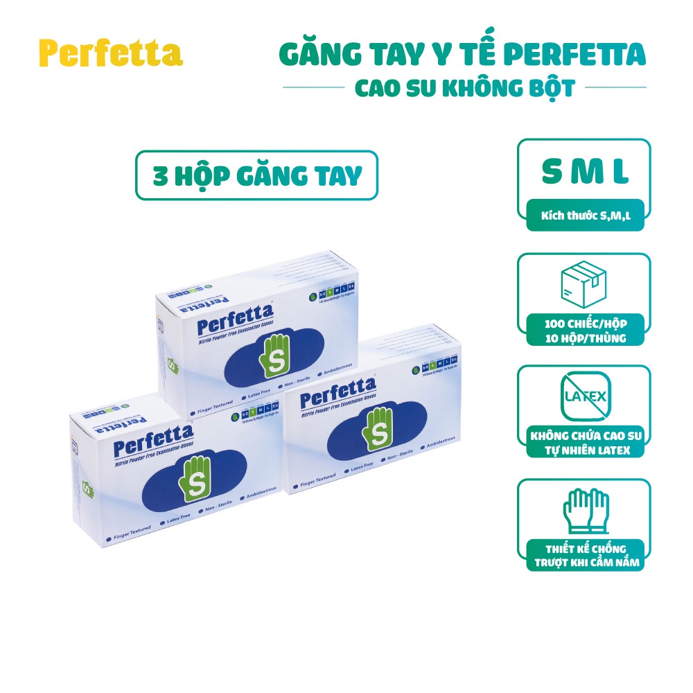 Găng Tay Cao Su Y Tế Không Bột Perfetta (100 cái/hộp)