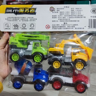 Bộ túi 4 xe công trình cho bé yêu thích xây dựng
