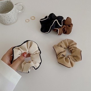 Dây cột tóc vải trơn bản to, dây cột scrunchies bằng vải có viền ngoài