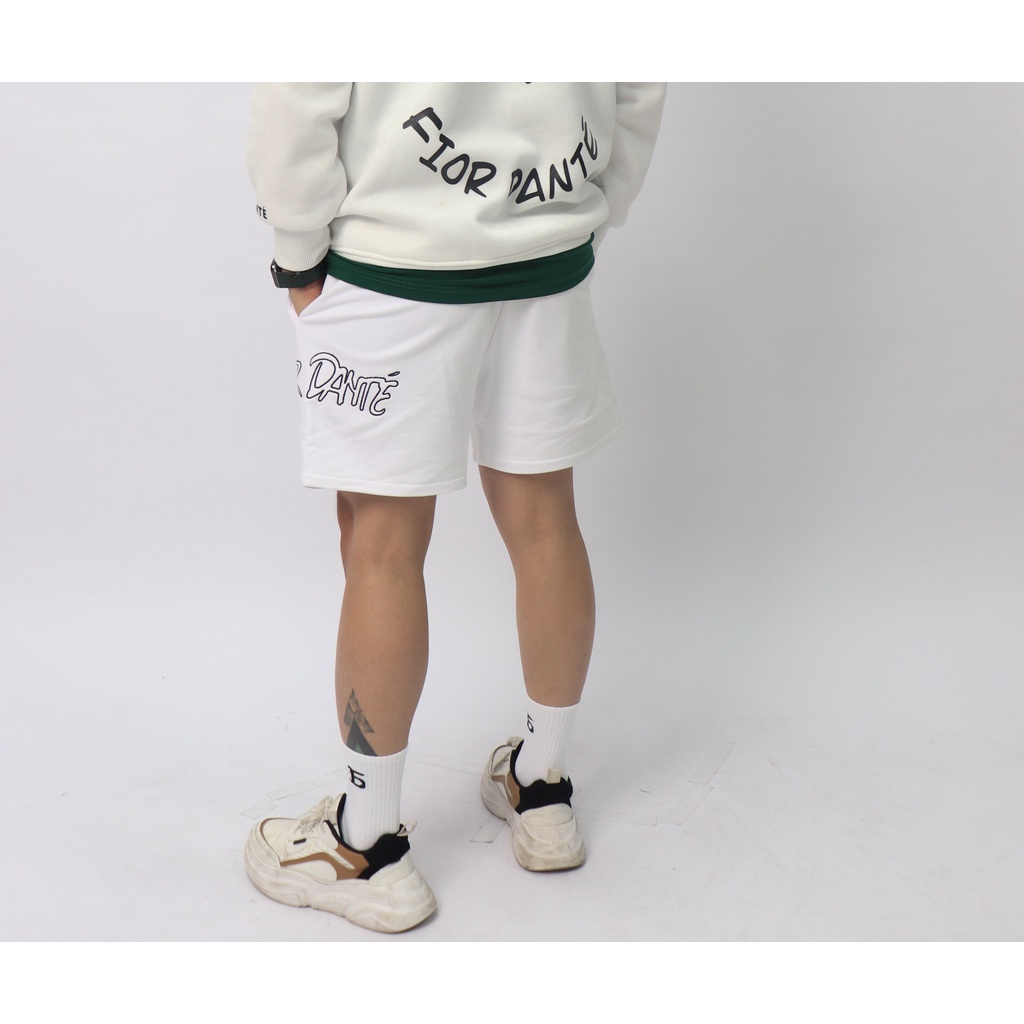 Quần Shorts Nam Thể Thao Cao Cấp Local Brand Thêu LOGO FIOR DANTÉ Form Rộng Màu Trắng 100% Vải Cotton Thoáng Mát