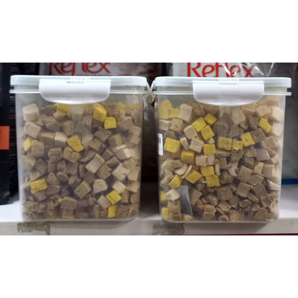 Hộp Thịt Sấy Khô 3 Loại Gan Gà, Trứng Gà, Ức Gà Viên Cho Chó Mèo-460g