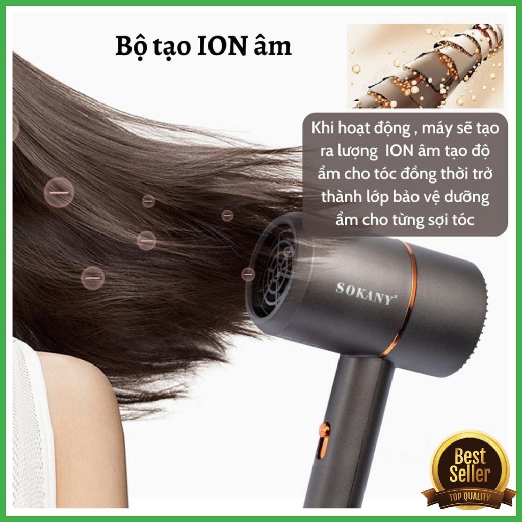 Máy sấy tóc tạo kiểu Sokany SK-2202 - máy sấy mini cao cấp chuyên nghiệp - có ion dưỡng ẩm - Caroni Store