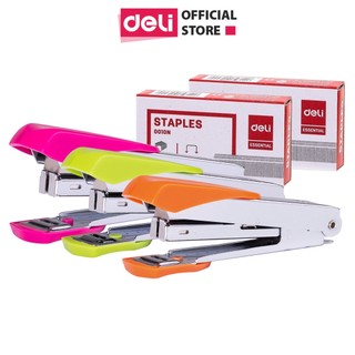 Dập ghim loại #10 deli, 15 trang, xanh, đỏ tím, cam, xanh lá - 1 cái e0260