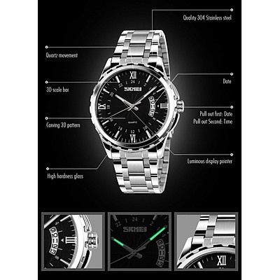 Đồng Hồ Nam SKMEI Chính Hãng Chống Nước Size 40mm Dây Kim Loại Bảo Hành 24 Tháng - Mã SKMEI 02