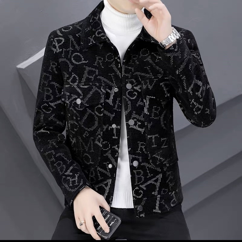 Áo khoác dạ nam chữ và kẻ