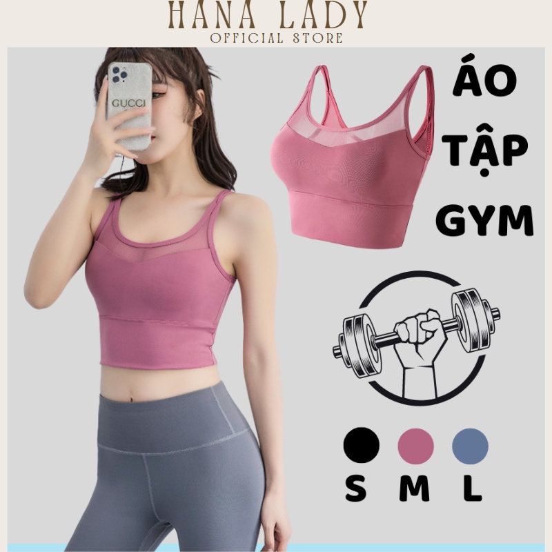 Áo bra tập gym, áo ba lỗ 2 dây thun lạnh tập yoga aerobic kèm mút ngực tiện lợi chất thun lạnh poly cao cấp AG02