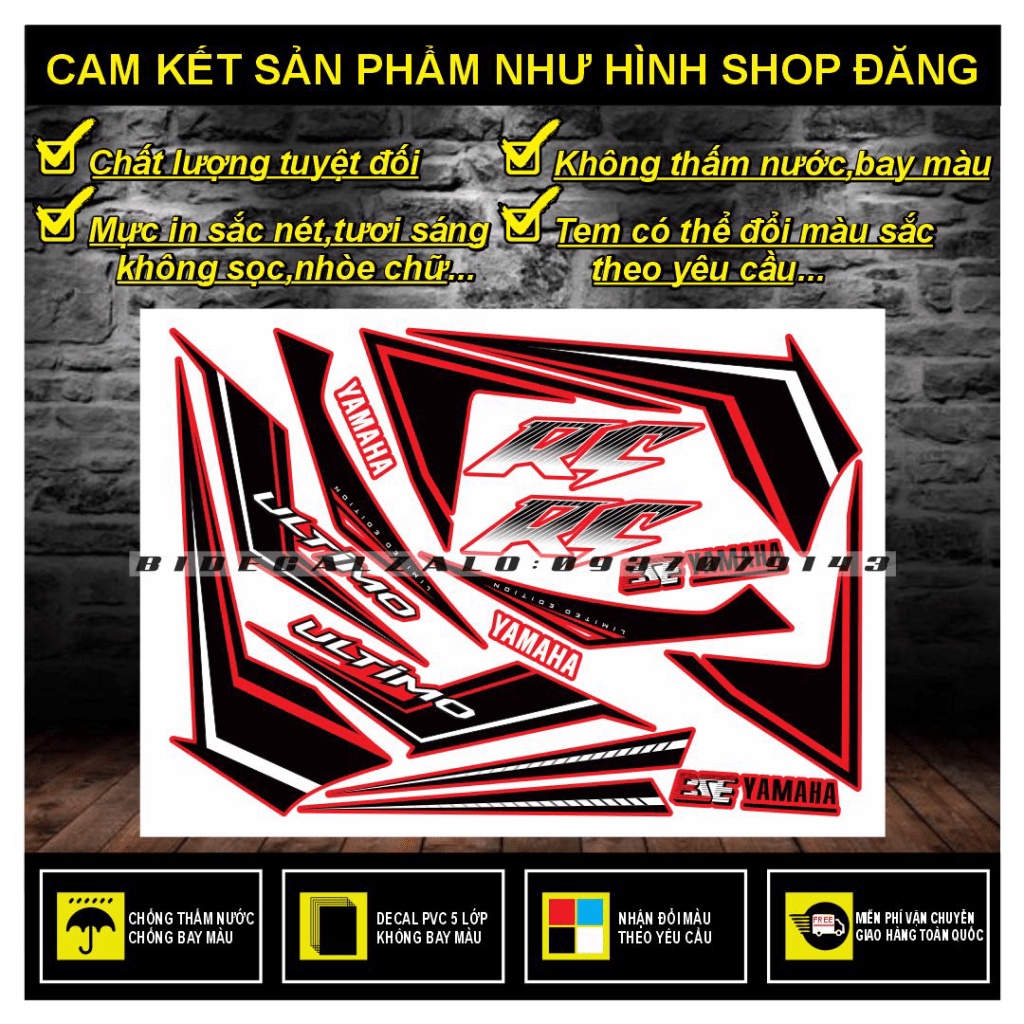 TEM RỜI MIO  MẪU KG DÁN XE ĐỎ - TRUNG DECAL