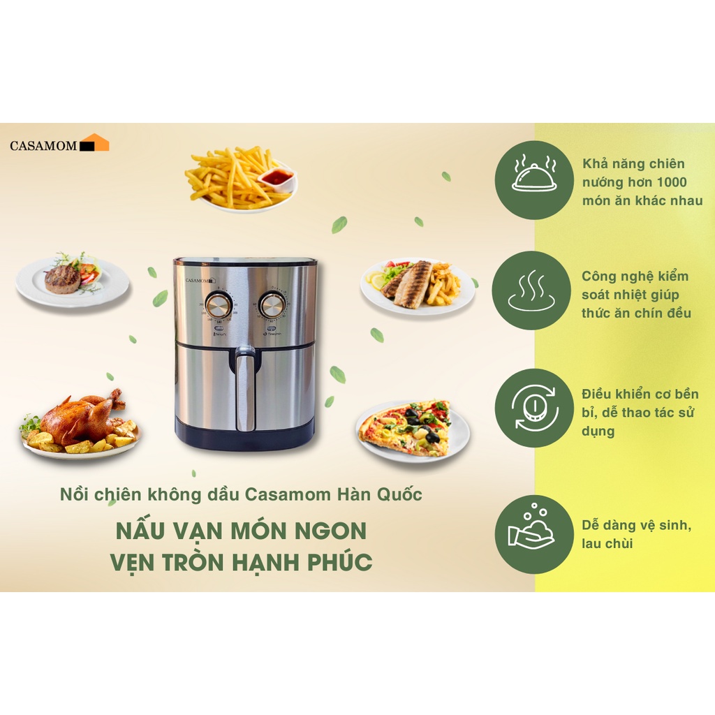 Nồi Chiên Không Dầu Nội Địa Chính Hãng Casamom Hàn Quốc CAA-206 Dung Tích 7L Bảo Hành 12 Tháng Lỗi 1 Đổi 1 - Hanitech