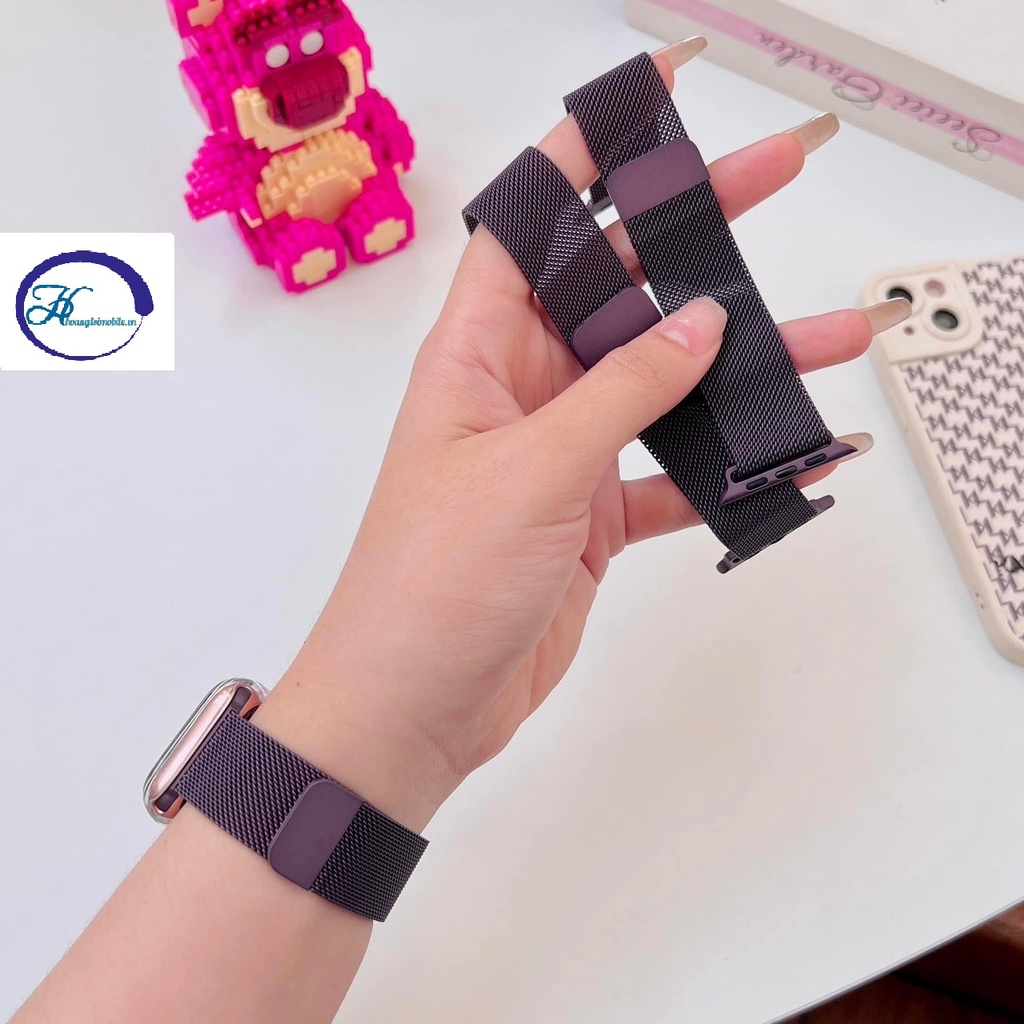 Dây thép không gỉ milan màu tím purple dành cho đồng hồ thông minh