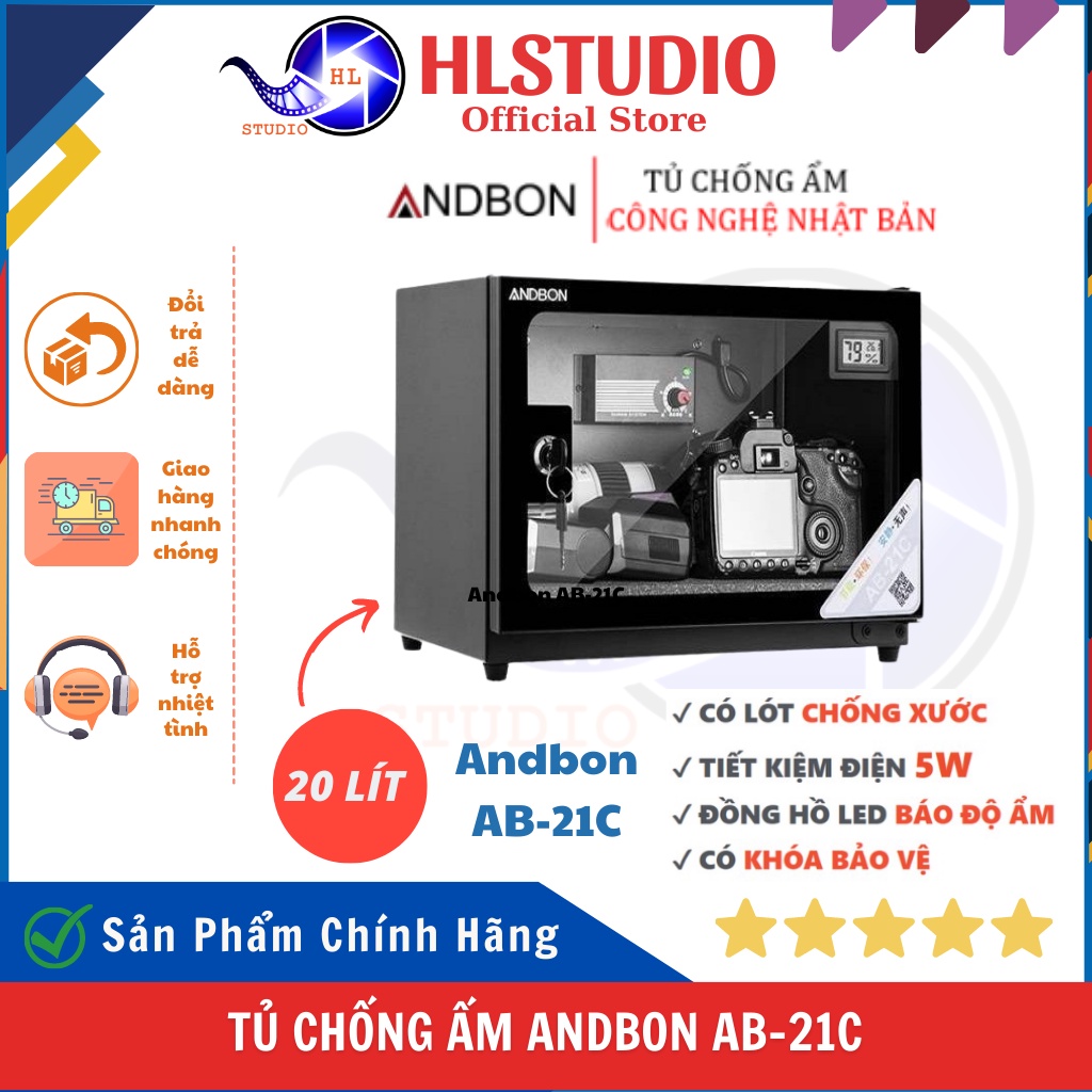 Tủ Chống Ẩm Andbon AB-21C 20l, Hộp Bảo Quản Chống Ẩm HL Studio, Bảo Quản Máy Ảnh, Tiết Kiệm Điện