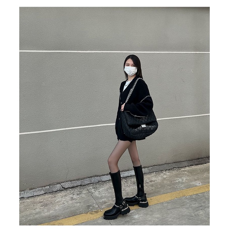 Giày Bốt Da Mềm Đế Dày Bằng Kim Loại Mỏng Đi Xe Máy Dành Cho Nữ