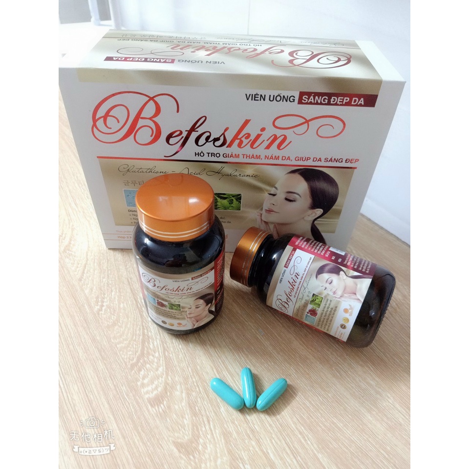 Viên Uống Sáng Đẹp Da Befoskin - Giảm Thâm, Mờ Nám, Tàn Nhang - Giúp Da Sáng Đẹp - Xóa Mờ Nếp Nhăn - Hộp 50 Viên