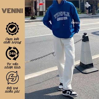 [Mã FATPBAU2 giảm 40K đơn 150K] Quần jean VENNI nam nữ ống rộng quần kaki dáng suông màu trắng - VN23