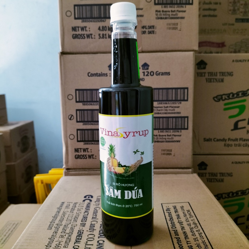 Siro Sâm Dứa Không Đường Vina Syrup - Chai 700ml