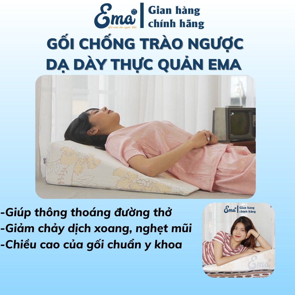 Gối ngủ chống trào ngược dạ dày EMA -Giúp thông thoáng đường thở - giảm nghẹt mũi, cải thiện lưu thông khí