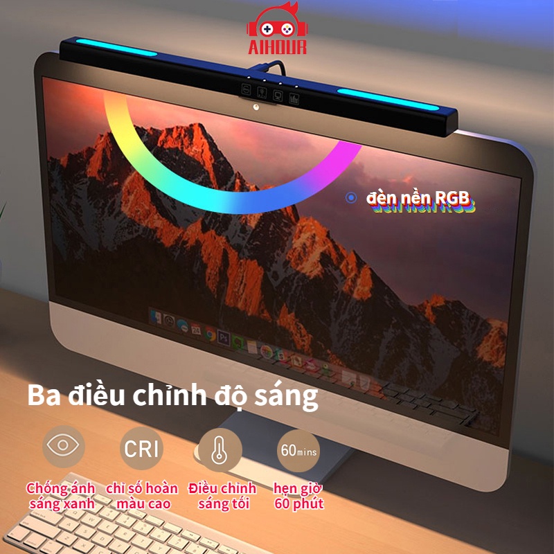 Đèn treo màn hình máy tính bảo vệ mắt / dùng trong công việc chống cận thị, chống mỏi mắt (3 chế độ đèn, chống ánh sáng xanh)Không cần khoan lỗ, chọn đèn khác nhau tùy theo môi trường khác nhau để bảo vệ mắt tốt hơn
