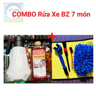 Combo Nước Rửa Xe BZ Kèm Bộ Cọ Khăn, Bao Tay Rửa Xe Và Bình Bọt Tuyết