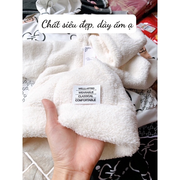 Áo lông cừu bé trai bé gái cực xinh bao ấm 8-18kg