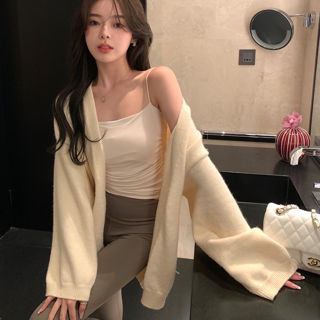 Cardigan mỏng nữ HVN chất len dày mịn cao cấp, đơn giản dễ phối, cardigan trắng Quảng Châu