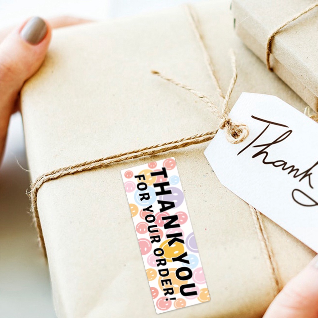 TD70_Tem dán chữ " Thank you" << SIZE 2.5*7.5CM- 120 tem/CUỘN_STICKER NIÊM PHONG HỘP GIẤY