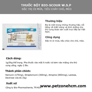 MEN KIỂM SOÁT TIÊU CHẢY BIO-SCOUR - NÔN MỬA CHO CHÓ MÈO - BIOSCOUR