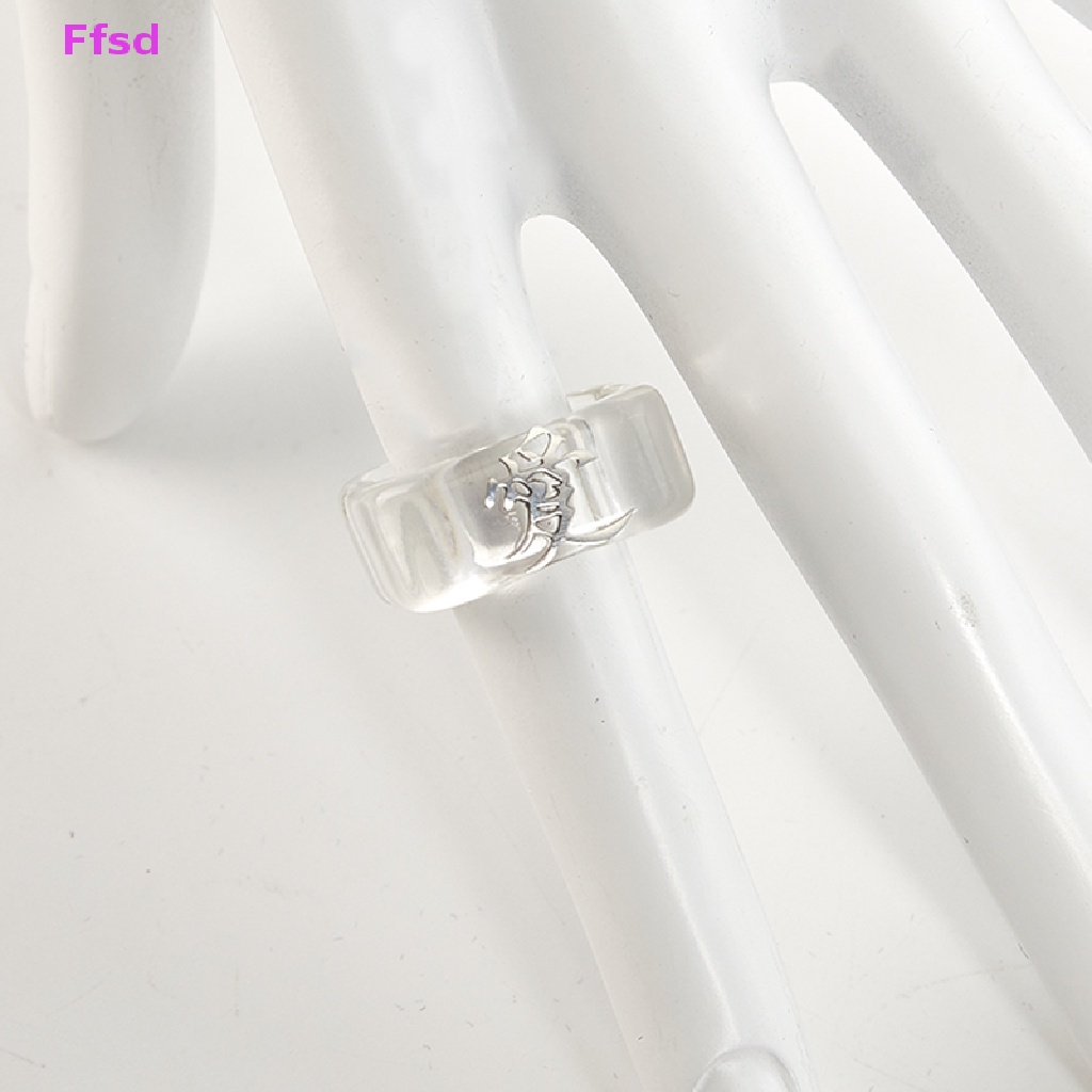 Nhẫn Resin Trong Suốt Hình Trái Tim Phong Cách Vintage Hàn Quốc Cho Nữ