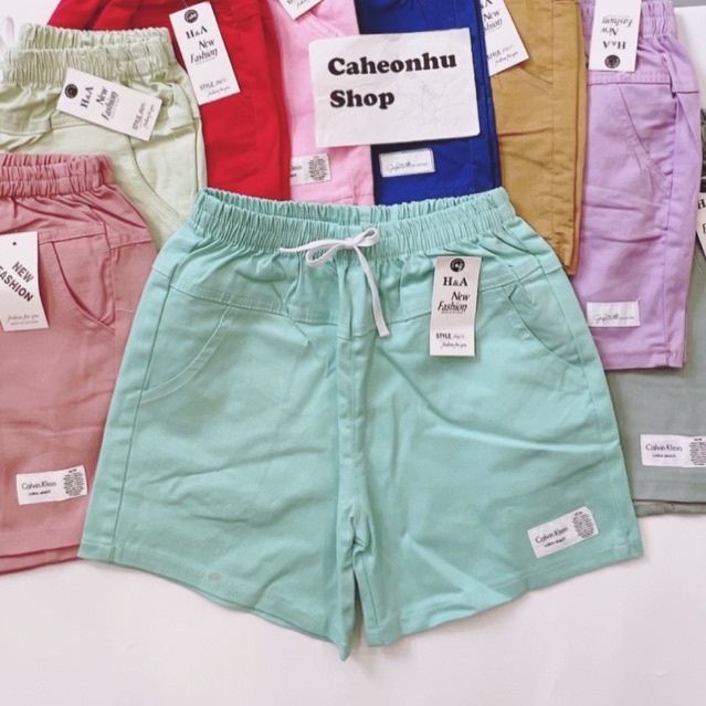 Quần đùi nữ kaki mềm lưng thun