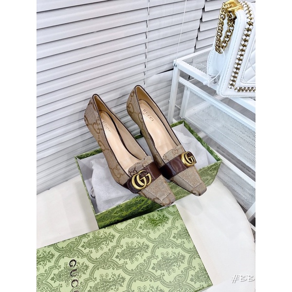 Cao Gót Gucci Mũi Vuông Nhọn Khoá Chữ Full Size 35-39 - By Anh Dinh Phuong