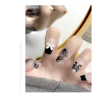 charm nơ nail trắng,đen gắn móng