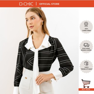 Áo sơ mi cổ khăn phối màu d.chic ms: 1811858