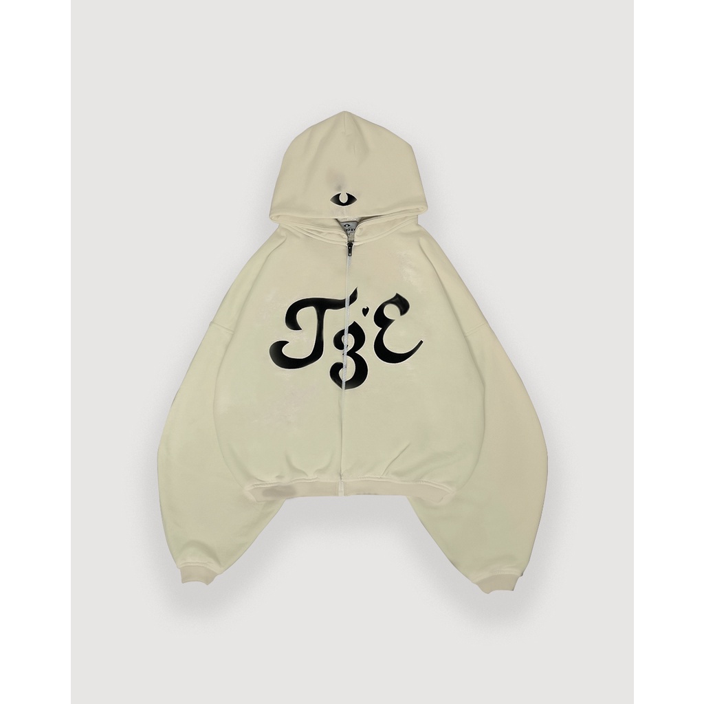 Hoodie Zip kéo T3E - màu kem