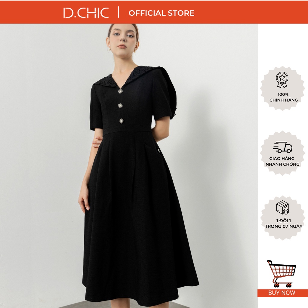 Váy midi cổ bản lớn đè zen trang trí D.CHIC MS: 2813208