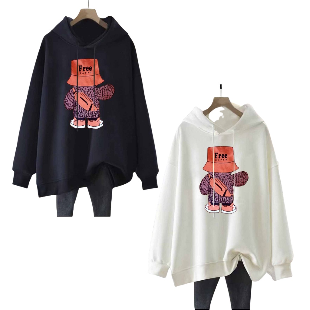 ❤ HÓT ❤ Áo Hoodie Nam nữ nỉ cotton dáng rộng màu trắng đen hồng tím cổ tròn dài tay có nón phong cách Hàn Quốc
