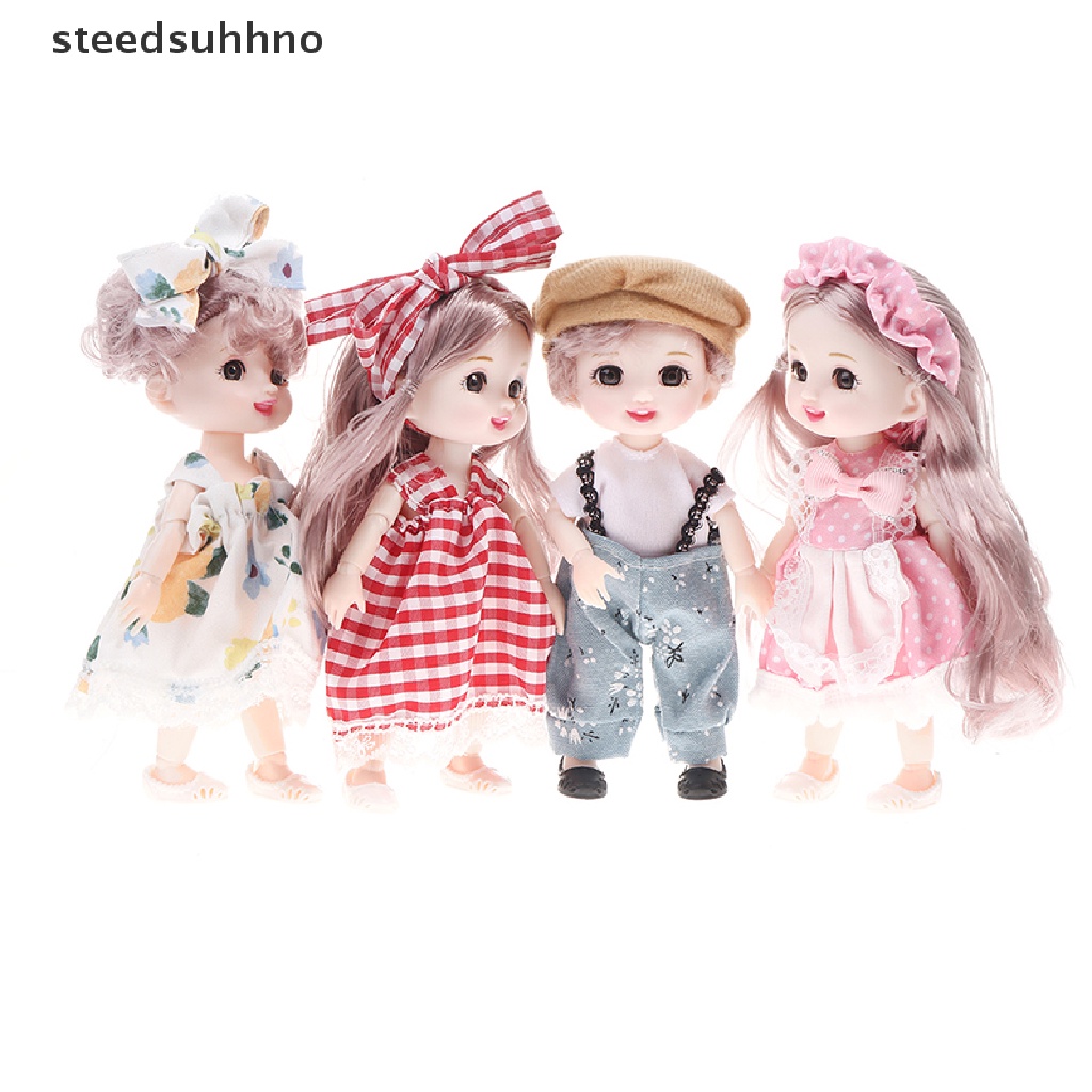 Búp Bê Bé Gái Mini 17Cm Có Khớp Chuyển Động Mắt To 3D 13Cm hhno