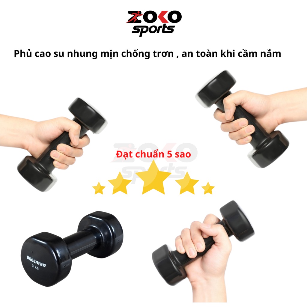 Tạ tay lõi sắt 5kg bọc cao su cao cấp giá rẻ , tạ tập Squat nam nữ tập gym tại nhà - ZOKO SPORT