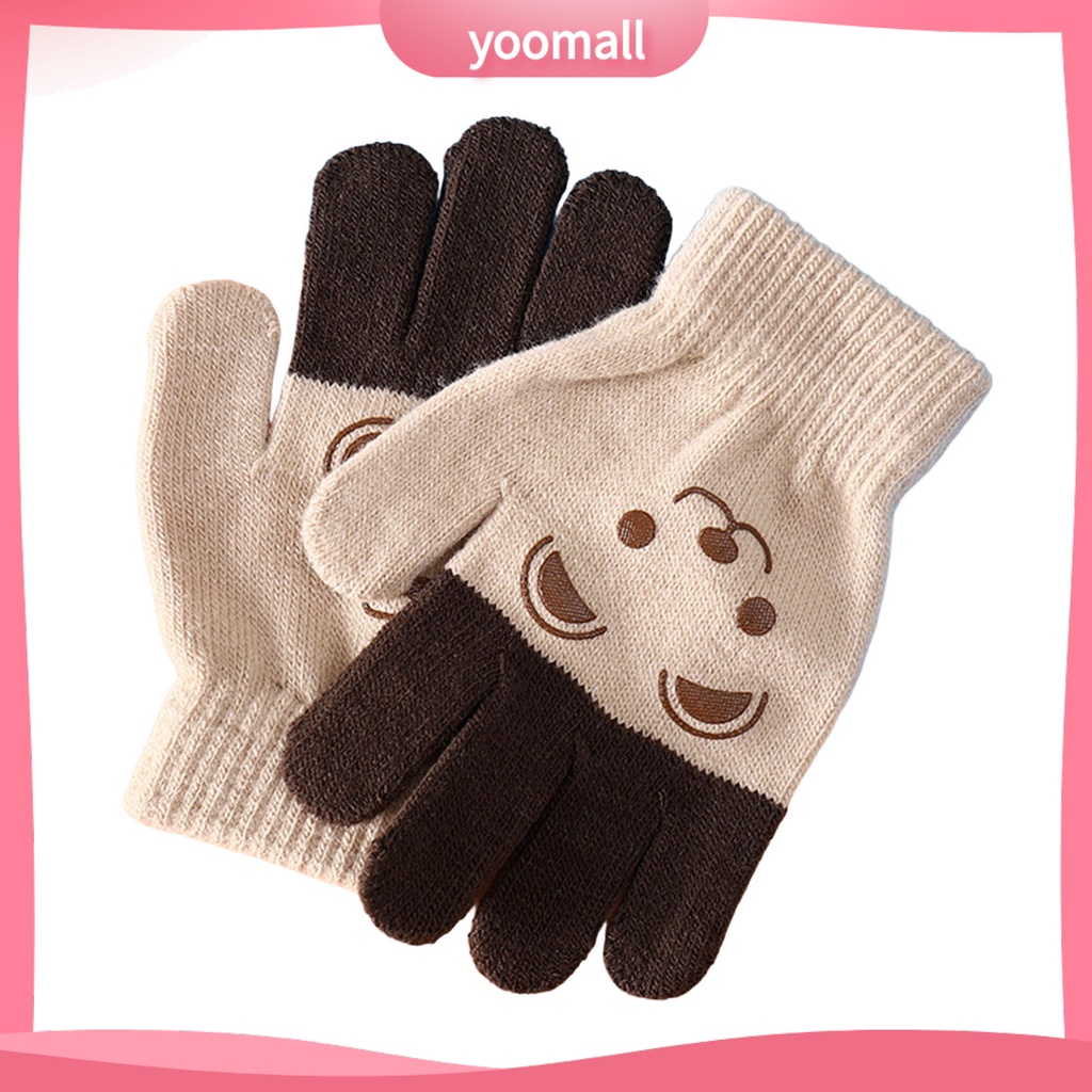 1 Đôi Găng Tay Dệt Kim Dày Giữ Ấm In Họa Tiết Thú Hoạt Hình Dễ Thương Cho Bé