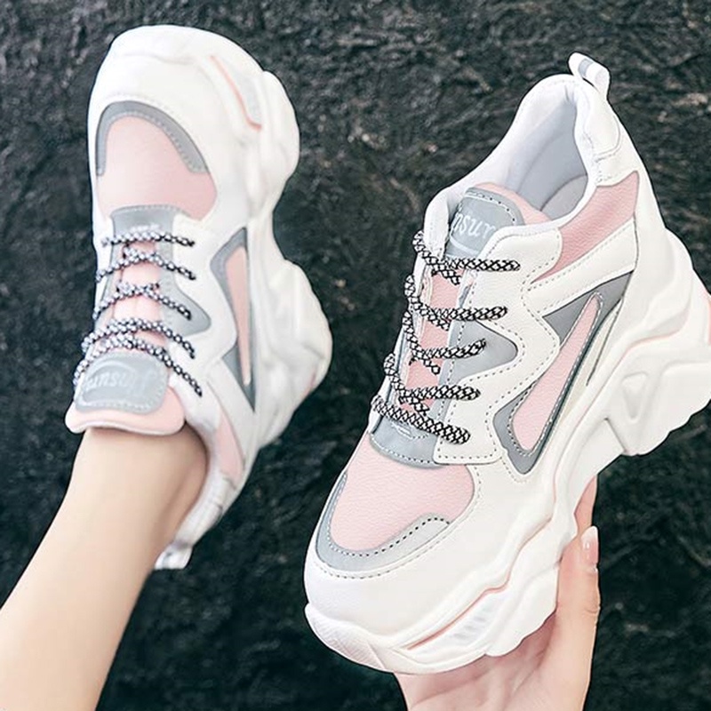 Ielgy Giày Sneaker Đế Dày Tăng Chiều Cao Phong Cách Hàn Quốc Ngọt Ngào Dễ Phối Đồ Cho Nữ