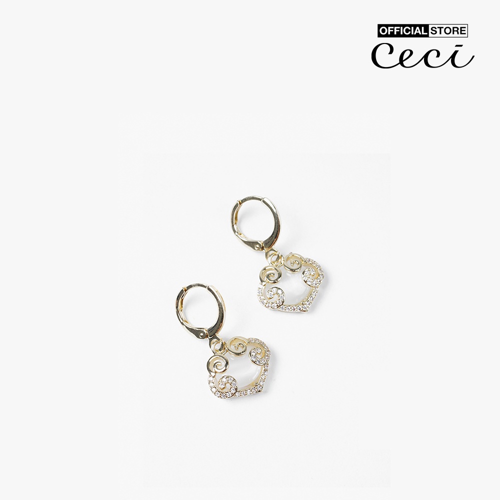 CECI - Khuyên tai nữ khoen tròn dáng thả đính đá sang trọng CC1-01000060-27