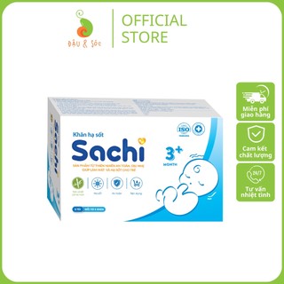 Khăn Lau Hạ Sốt 0+ Sachi - Giúp Hạ Nhiệt, Giảm Sốt, Ngăn Ngừa Co Giật - Hộp 25 Khăn