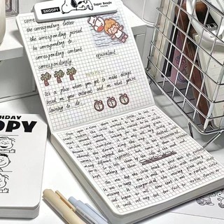 Peach Snoopy Thickened notebook  Diary square notepad Memo Pad School Office Stationery Notepad