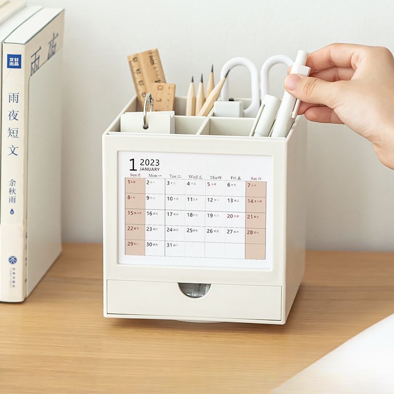 Giá Đỡ Bút / Lịch Để Bàn 2 Trong 1 Dạng Xoay 2023 Để Bàn Trang Trí Cho Nữ Sinh