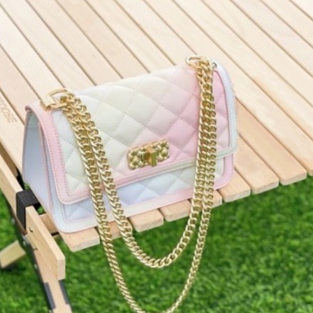 Túi Nữ CnK22 CK2-80151108 Túi Xách Đeo Vai Màu Gradient Đính Đá Phối Dây Xích Thời Trang Nữ Sành Điệu Màu