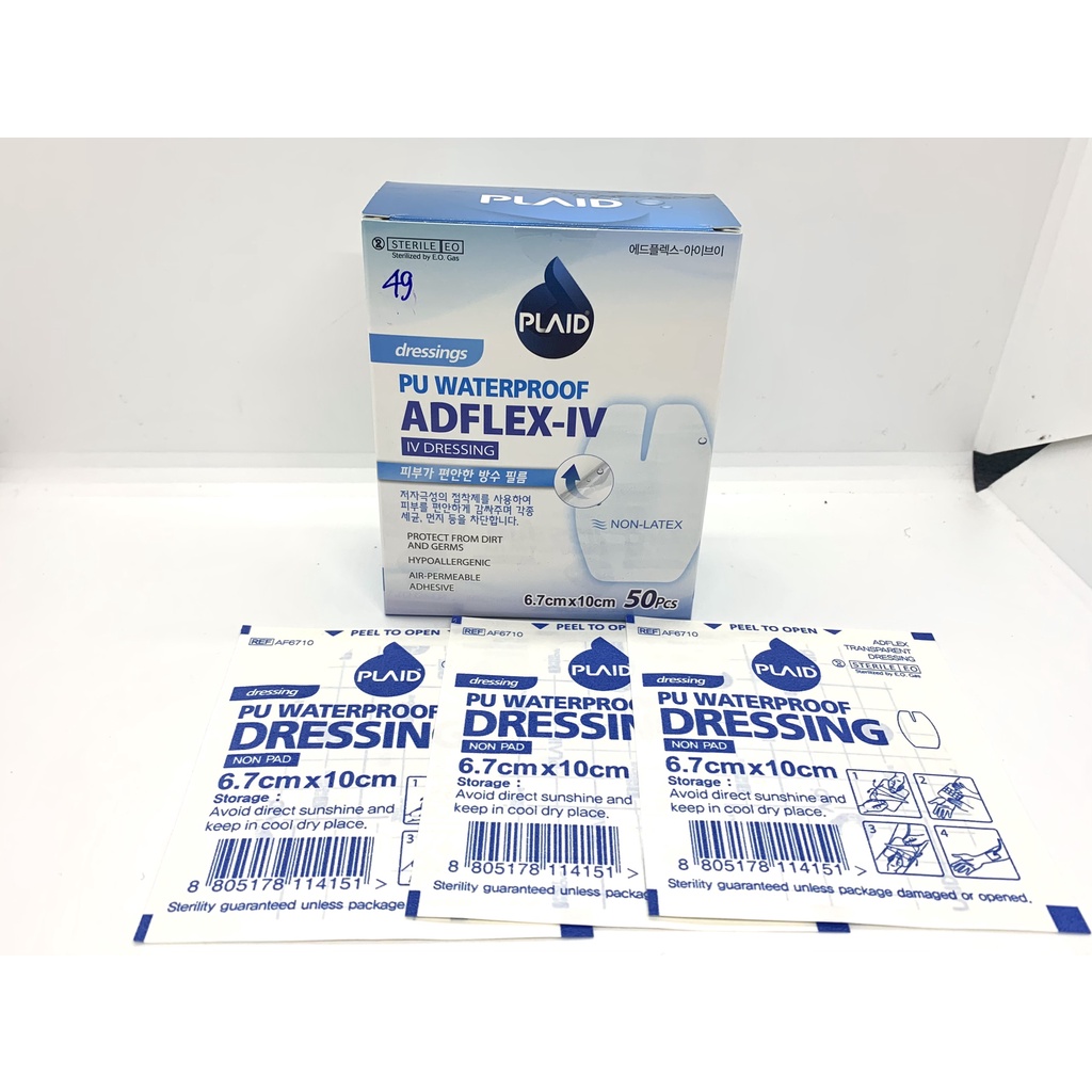 Băng keo cố định kim luồn không thấm nước  không gạc có xẻ rãnh ADFLEX-IV 6.7cm x 10cm