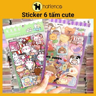 Set 6 tấm sticker, hình dán cute