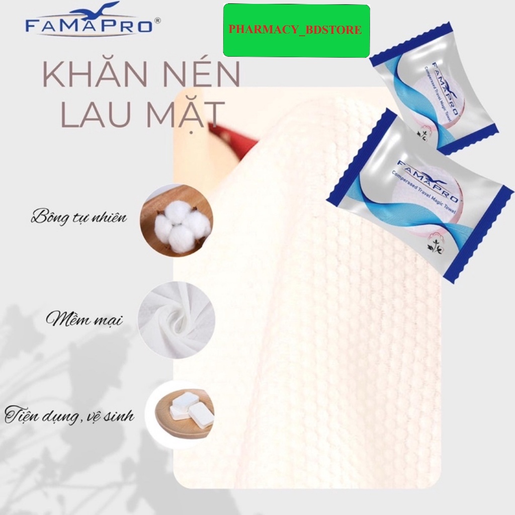 Khăn Nén Viên Cao Cấp FAMAPRO - Khăn nén dạng viên tiện dụng bỏ túi đi du lịch