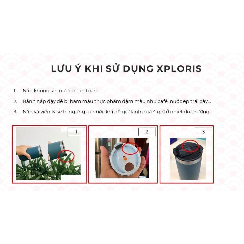 Ly giữ nhiệt nóng lạnh đá cà phê, nước ép, canh súp có túi xách Xploris Tupperware 230ml 350ml 470ml màu xanh trắng