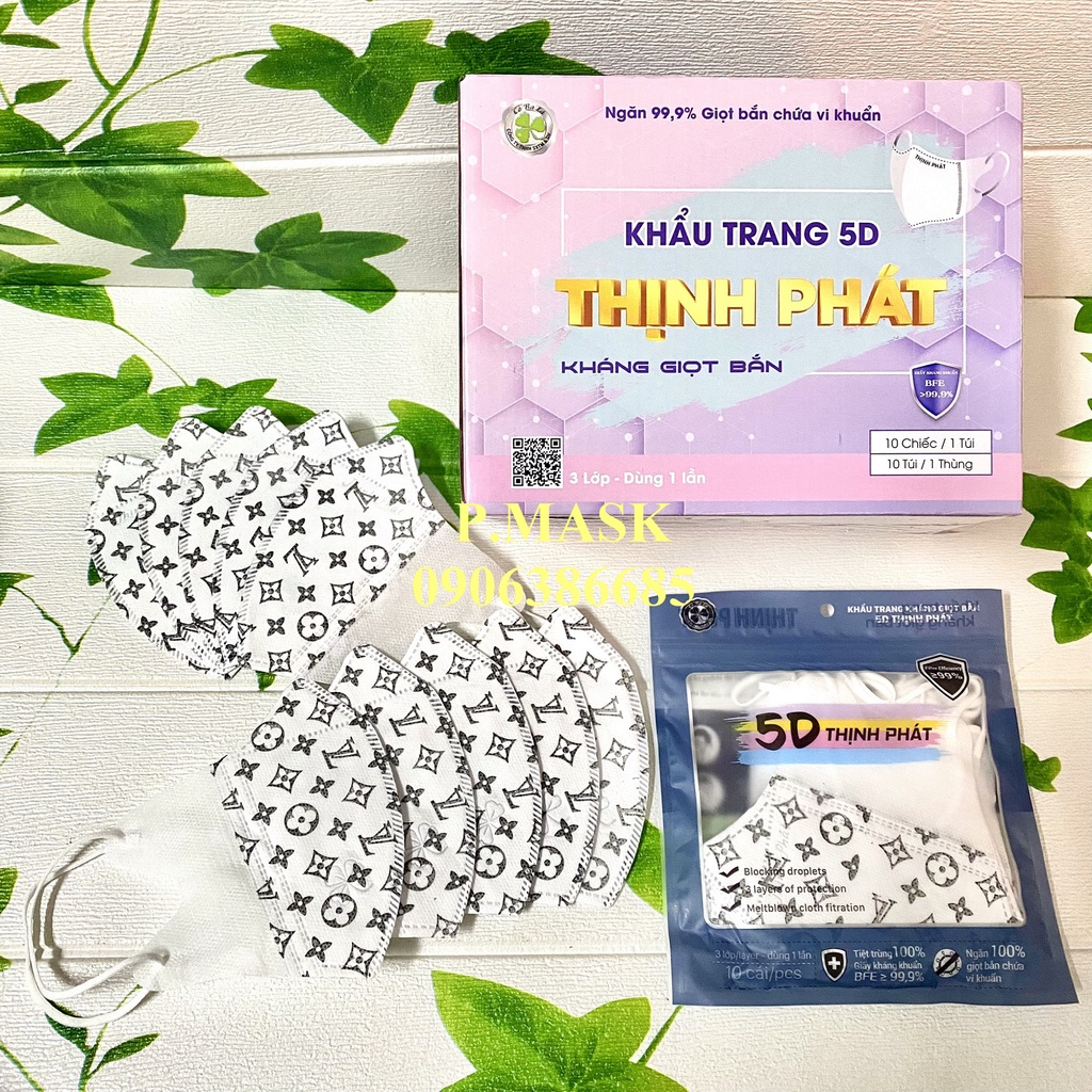10 TÚI khẩu trang 5D THỊNH PHÁT 3 lớp kháng khuẩn