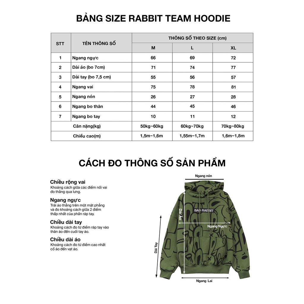 Áo Hoodie Unisex Bad Rabbit RABBIT TEAM - Local Brand Chính Hãng