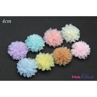Hoa voan păng xê 4cm dùng làm hoa trang trí may mặc, hoa cài áo, hoa phụ liệu may mặc, phụ kiện tóc