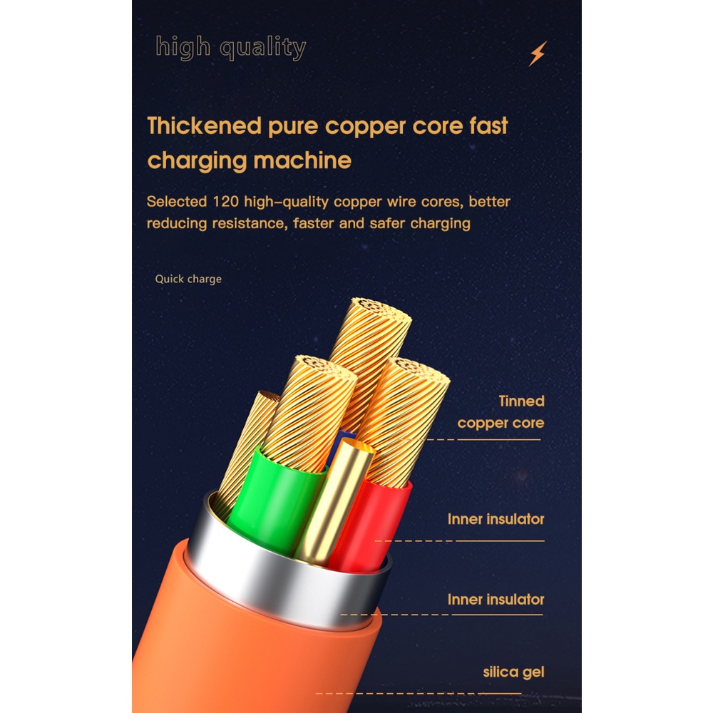 Cáp Sạc Nhanh 3 Trong 1 120w Dây Sạc USB Cáp đa Năng Silicone FATE1